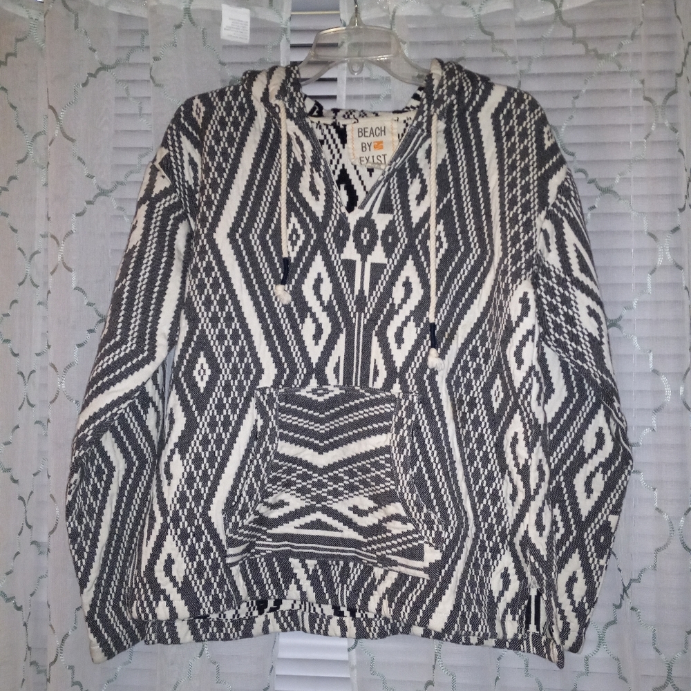 Beach by exist geometric woven hoodie sz medium